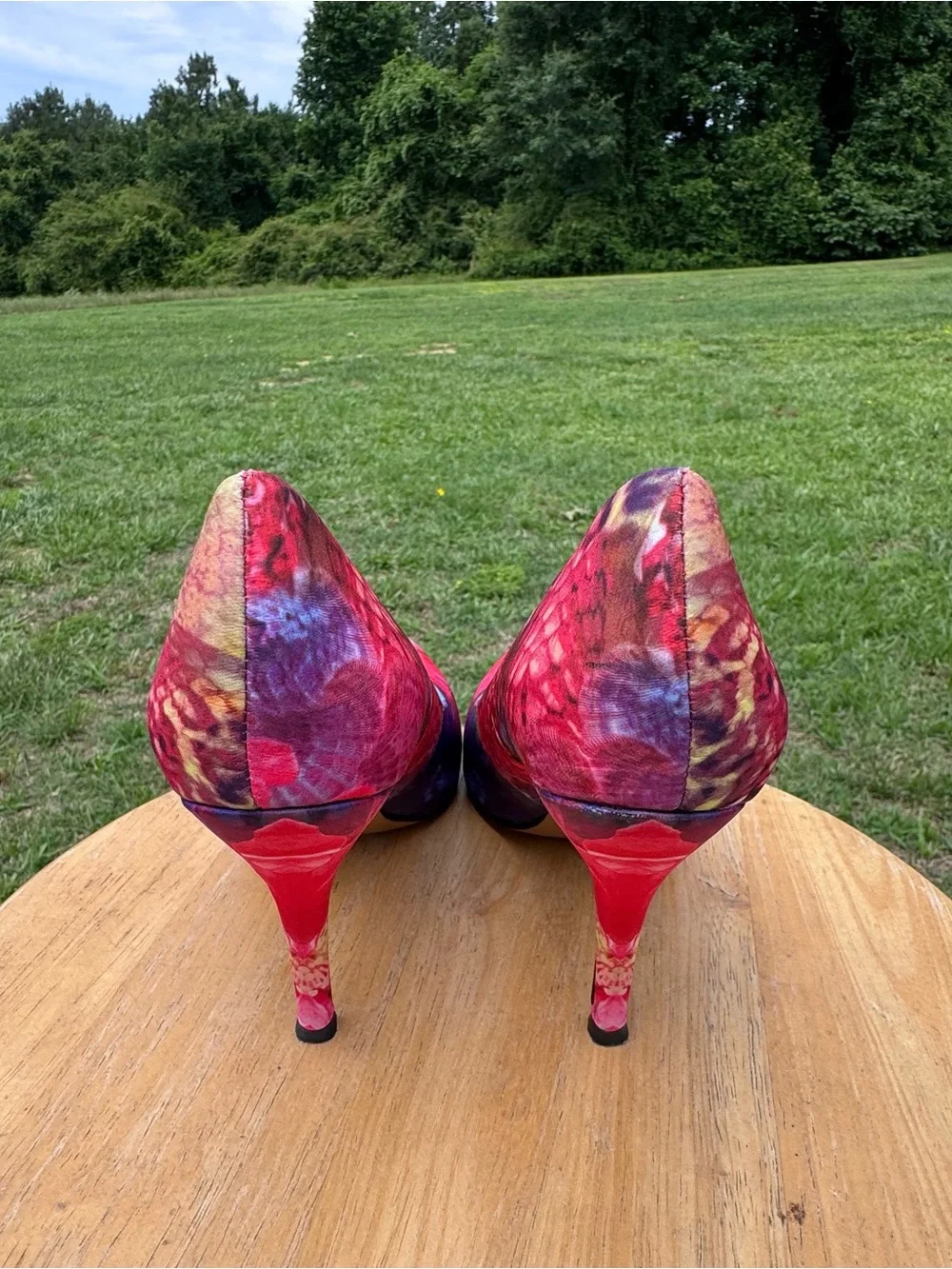 Ladies Nine West Pink Floral & Animal Print Pointed Toe Pumps